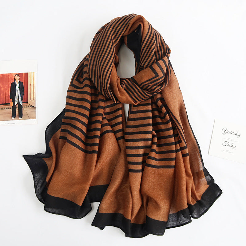 Cross-border Cotton and Linen Scarf Women's Japanese and Korean High-end Fashion Scarf Spring and Summer Sunscreen Warm Shawl Simple Scarf