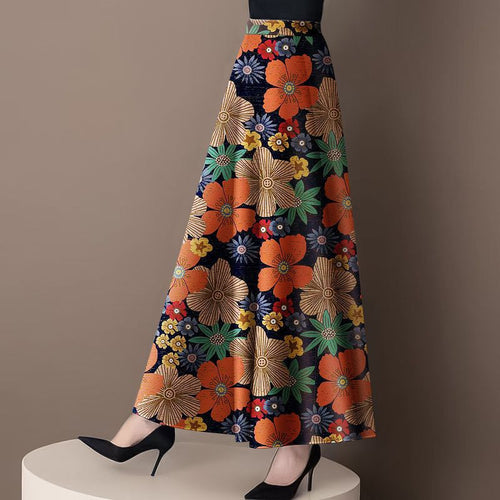 2025 Spring and Summer Printed Skirt Women's New High-end Western-style A- line Skirt Slim Belly Covering Skirt