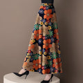 2025 Spring and Summer Printed Skirt Women's New High-end Western-style A- line Skirt Slim Belly Covering Skirt