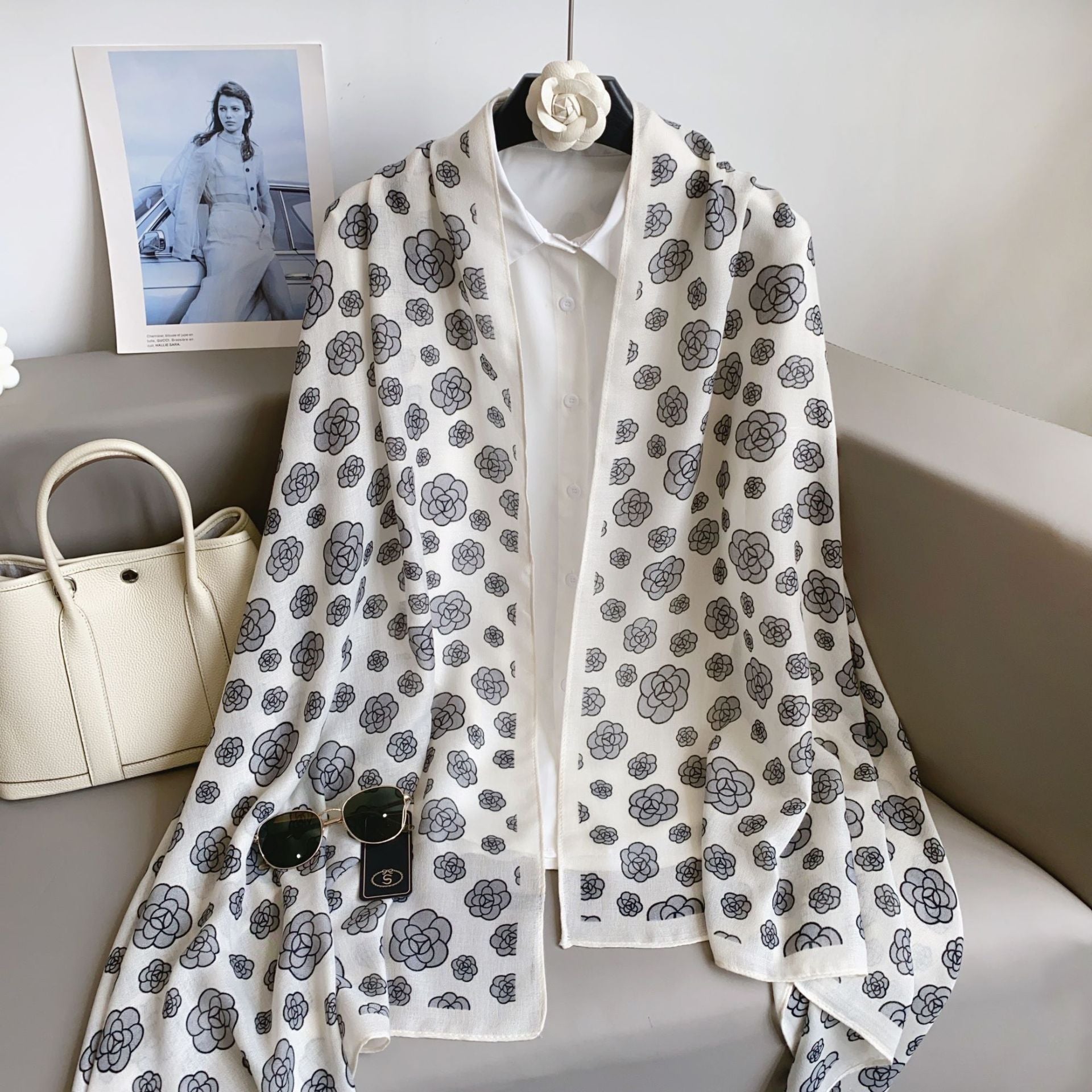 Cross-border Cotton and Linen Scarf Women's Japanese and Korean High-end Fashion Scarf Spring and Summer Sunscreen Warm Shawl Simple Scarf