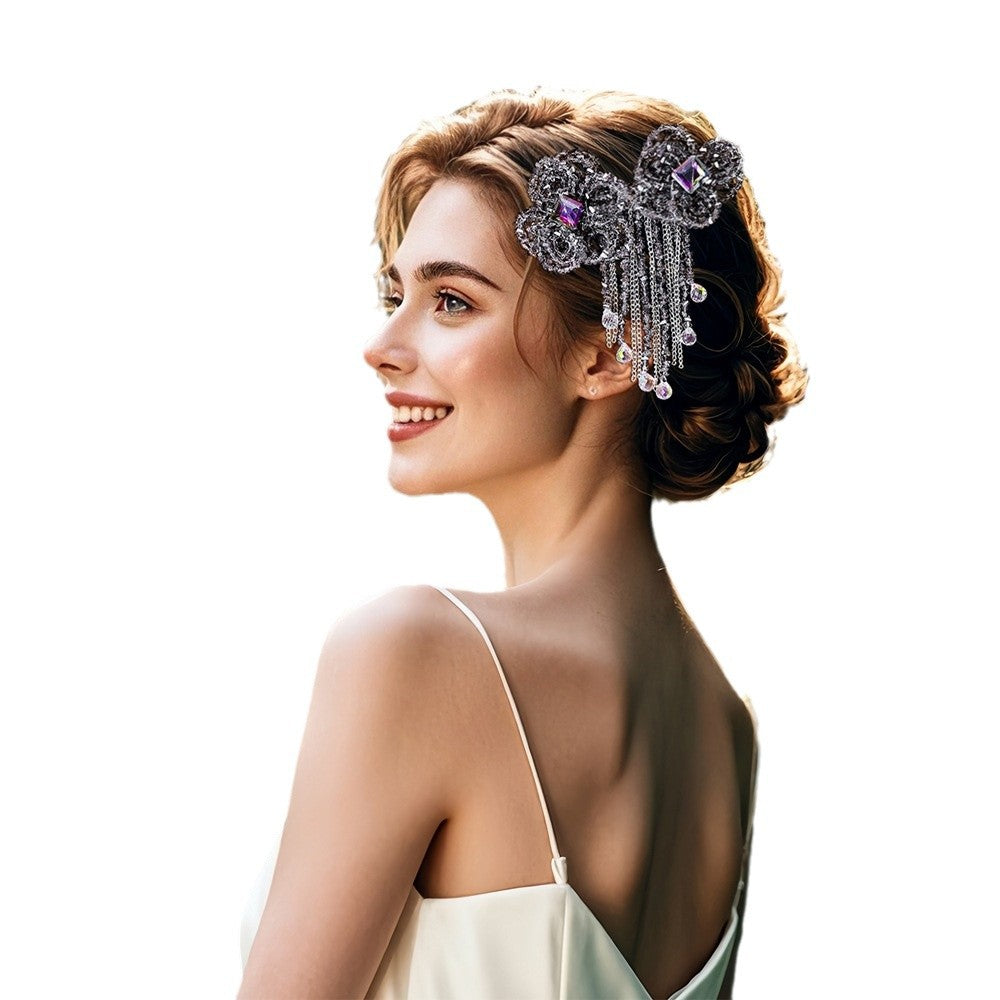 Ness NS68 Gray High-end Light Luxury Hair Accessories Simple Flower Accessories Sweet Girl Exquisite Dress Spring Clip