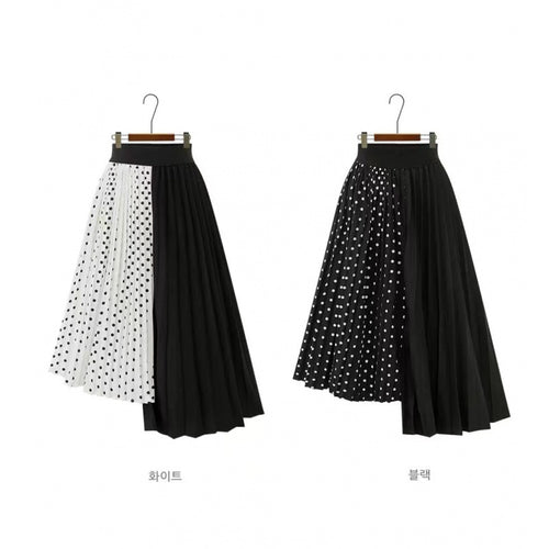 Amazon AliExpress Cross-border Women's Pleated Dot Stitching Mid-length Irregular Hem Skirt