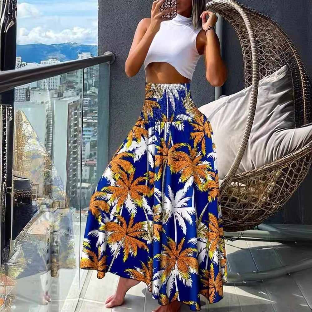 2025 Summer Cross-Border Women's Skirt New European and American Export Bohemian Beach Skirt Large Hem Skirt