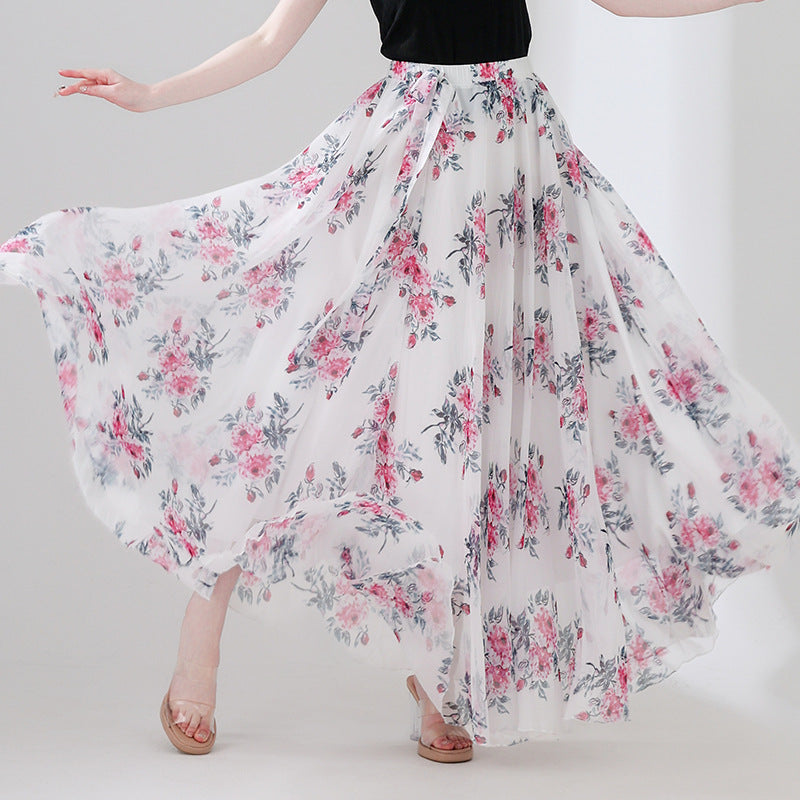 2025 New Chiffon Skirt Amazon Women's Foreign Trade Skirt Seaside Holiday Beach Skirt Summer Skirt for Women