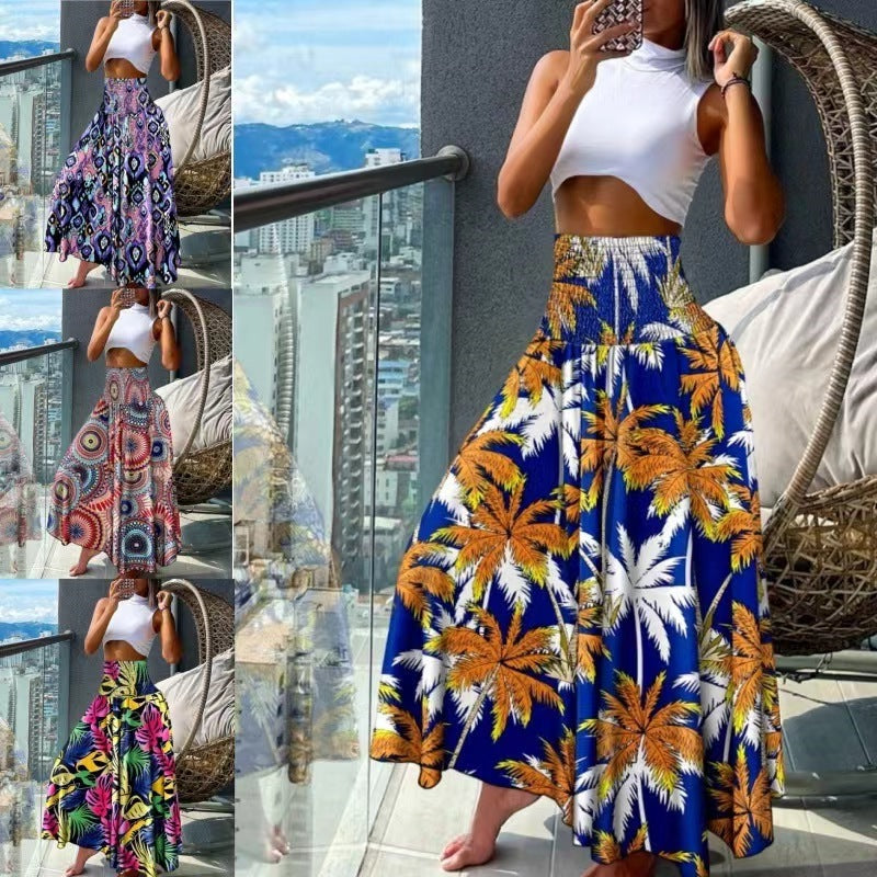 2025 Summer Cross-Border Women's Skirt New European and American Export Bohemian Beach Skirt Large Hem Skirt