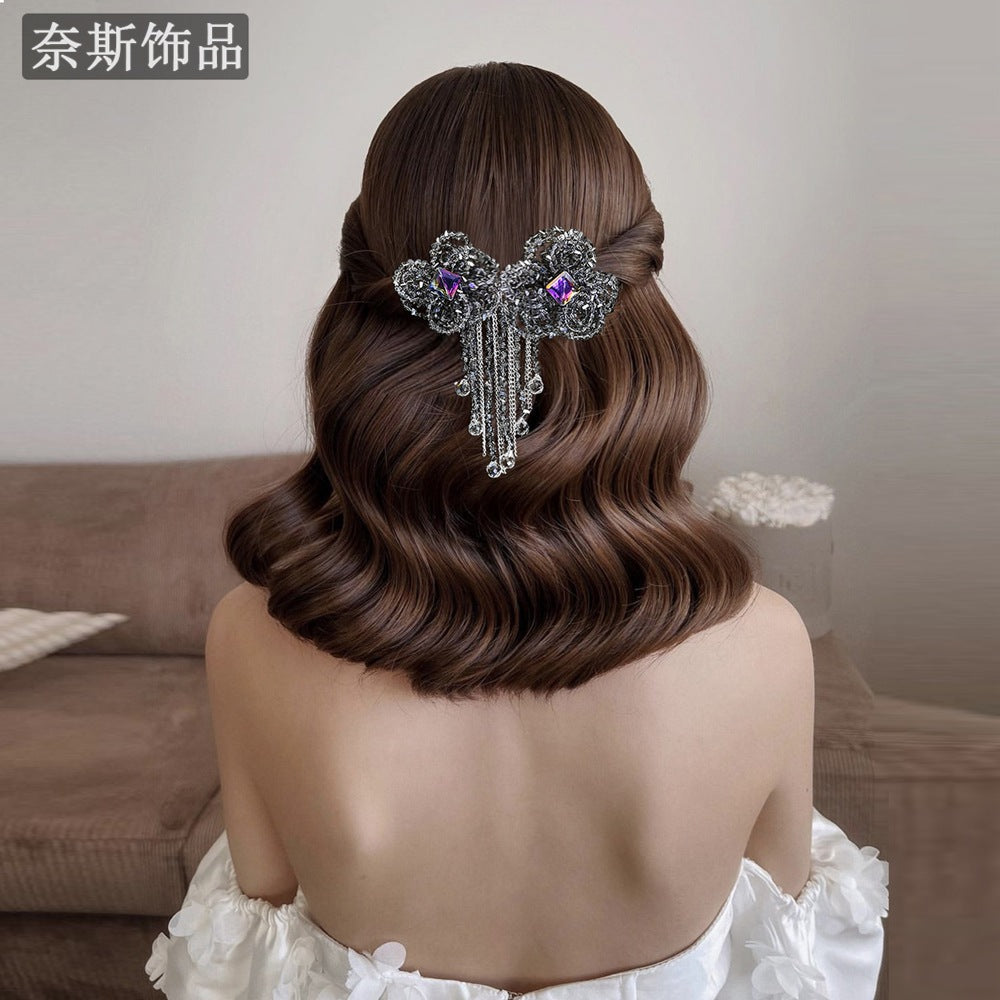 Ness NS68 Gray High-end Light Luxury Hair Accessories Simple Flower Accessories Sweet Girl Exquisite Dress Spring Clip