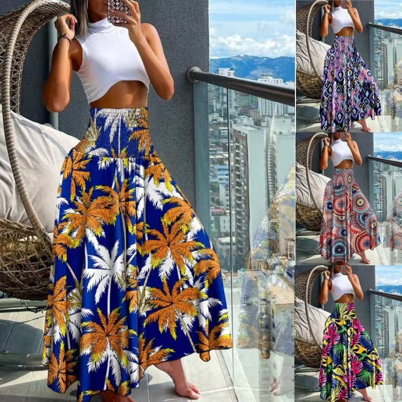 2025 Summer Cross-Border Women's Skirt New European and American Export Bohemian Beach Skirt Large Hem Skirt