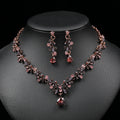 European and American Foreign Trade Jewelry Retro Jewelry Set Gemstone Necklace Clavicle Chain Cross-Border Female Leaf Water Drop Spot Straight Hair
