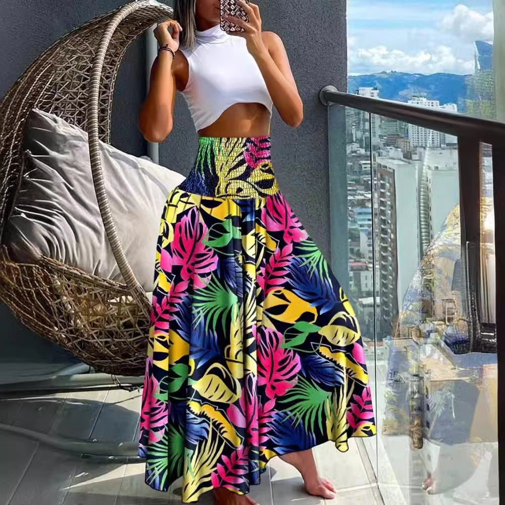 2025 Summer Cross-Border Women's Skirt New European and American Export Bohemian Beach Skirt Large Hem Skirt