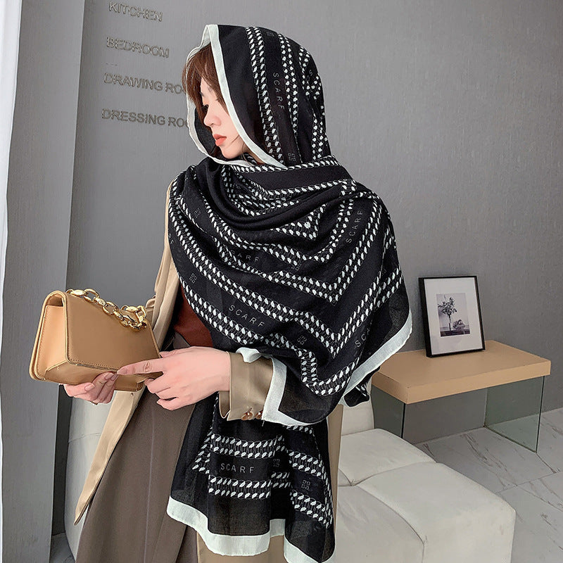 Cross-border Cotton and Linen Scarf Women's Japanese and Korean High-end Fashion Scarf Spring and Summer Sunscreen Warm Shawl Simple Scarf