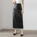 Elegant High-Waisted Leather Skirt, Women's Hip-Hugging Skirt, Spring and Autumn 2025 New Style, Slimming Straight A-Line Mid-Length Skirt