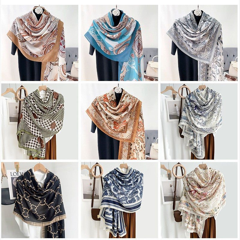 Cross-border Cotton and Linen Scarf Women's Japanese and Korean High-end Fashion Scarf Spring and Summer Sunscreen Warm Shawl Simple Scarf