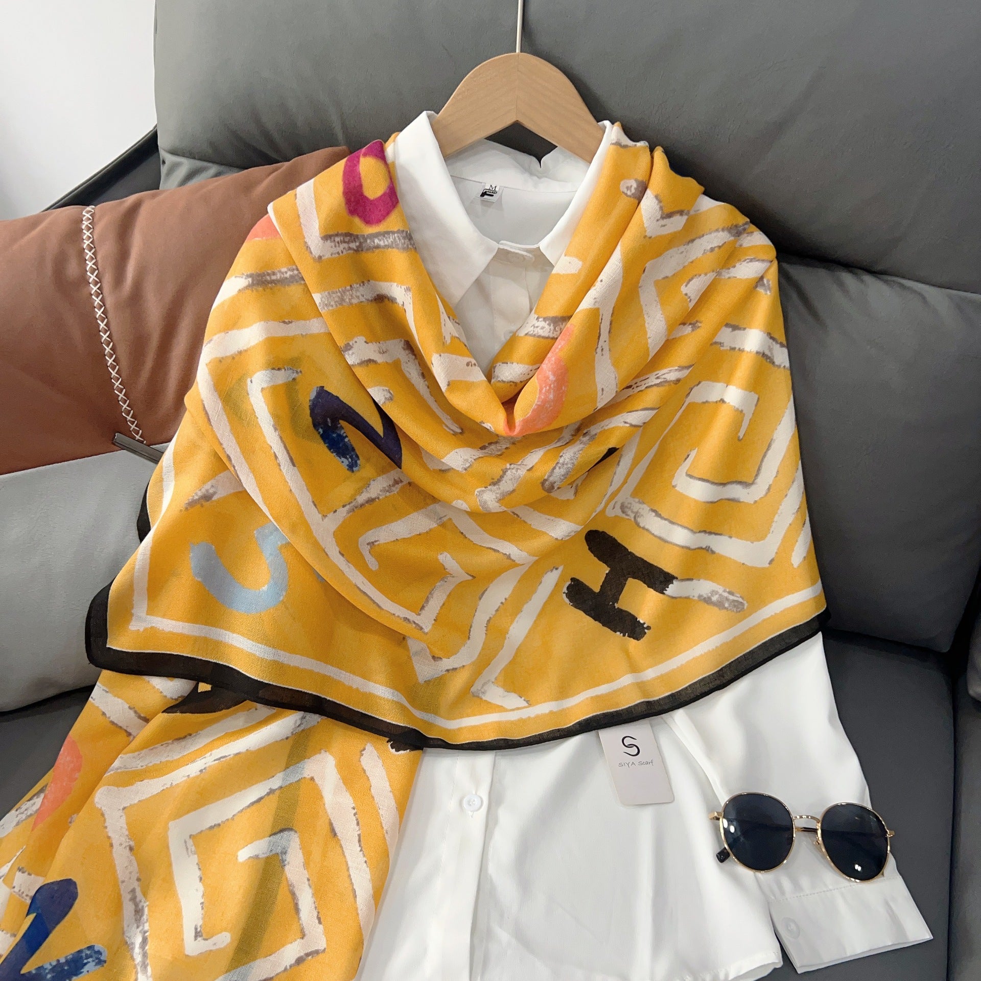 Cross-border Cotton and Linen Scarf Women's Japanese and Korean High-end Fashion Scarf Spring and Summer Sunscreen Warm Shawl Simple Scarf