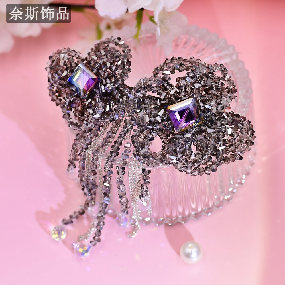 Ness NS68 Gray High-end Light Luxury Hair Accessories Simple Flower Accessories Sweet Girl Exquisite Dress Spring Clip