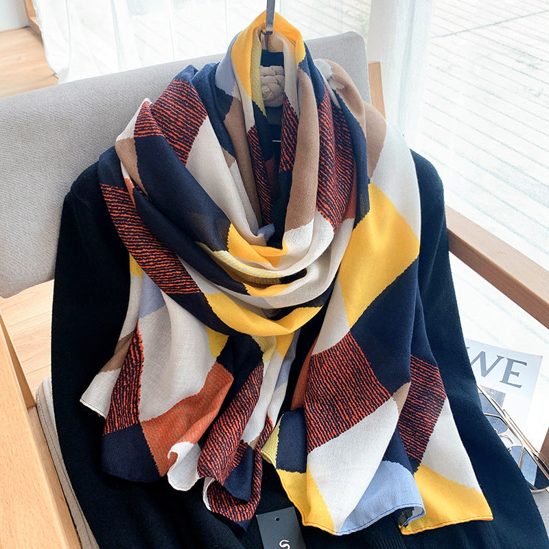 Cross-border Cotton and Linen Scarf Women's Japanese and Korean High-end Fashion Scarf Spring and Summer Sunscreen Warm Shawl Simple Scarf