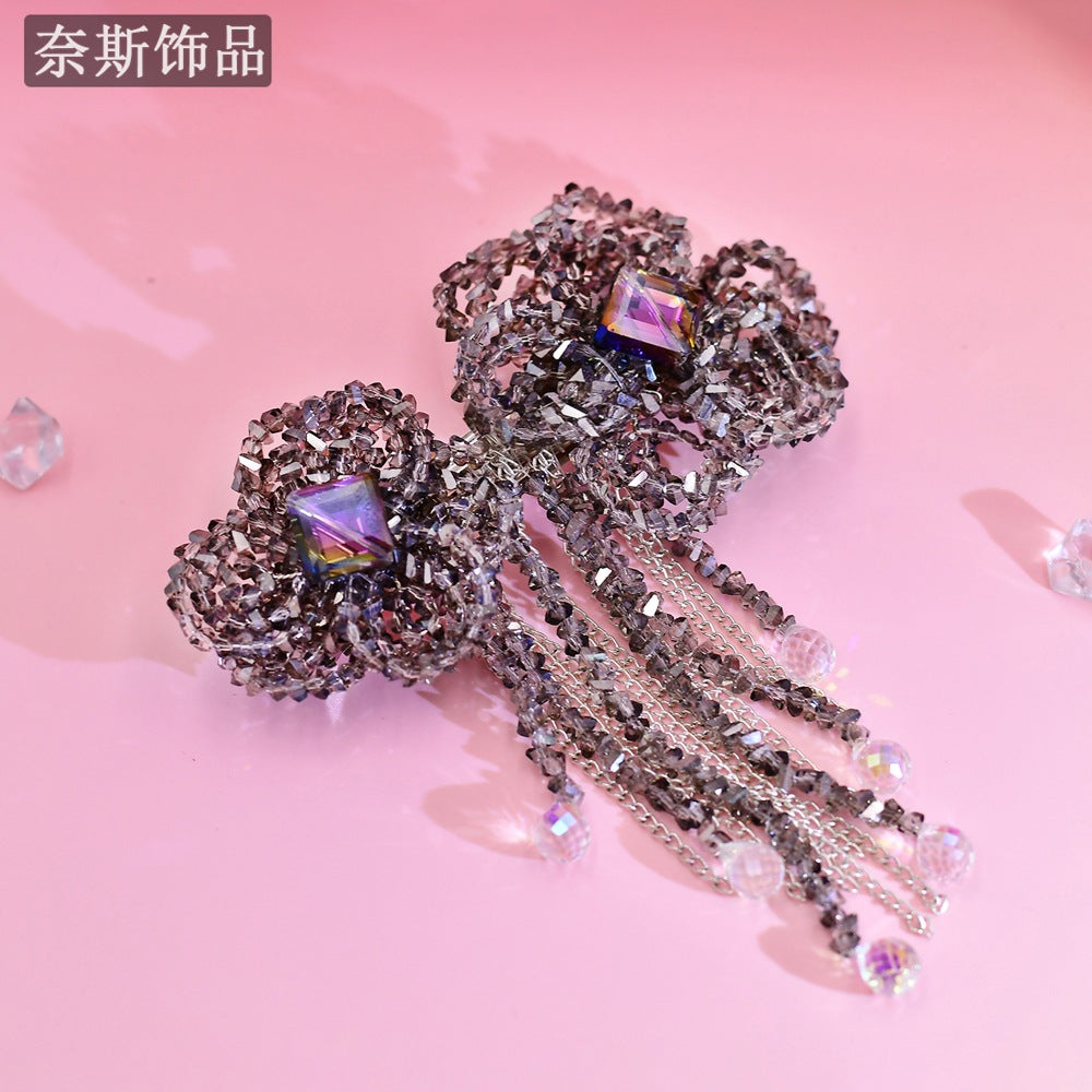 Ness NS68 Gray High-end Light Luxury Hair Accessories Simple Flower Accessories Sweet Girl Exquisite Dress Spring Clip