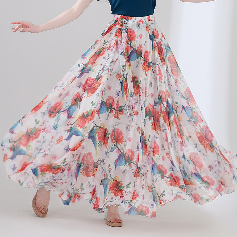 2025 New Chiffon Skirt Amazon Women's Foreign Trade Skirt Seaside Holiday Beach Skirt Summer Skirt for Women