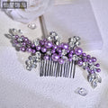Yixing European and American Fashion Cross-border Jewelry Beaded Purple Hair Accessories Diamond Super Flash Flower Hair Accessories Hair Comb Women A271