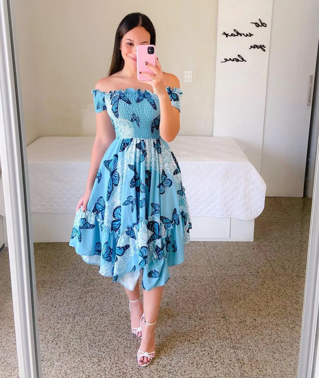 Vestido Bohemio Informal Holgado De Verano Para Mujer, Manga Corta, Cuello En V, Cintura Alta Elástica, 2025