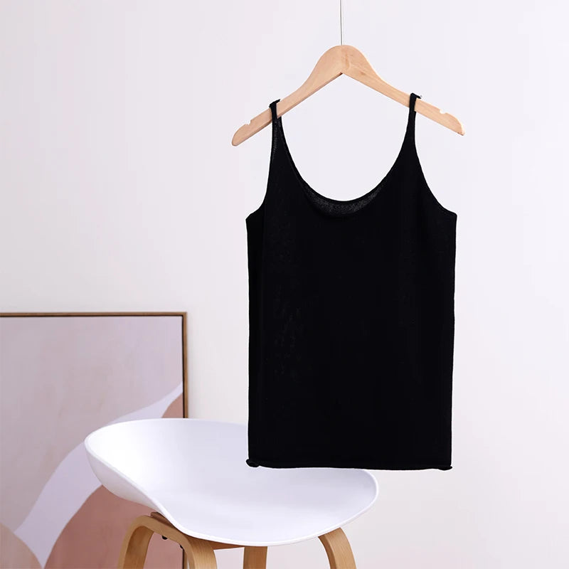 Camis feminino primavera verão algodão sem mangas de malha camisas de fundo com decote em v camis sólido alto estiramento coranos moda camis