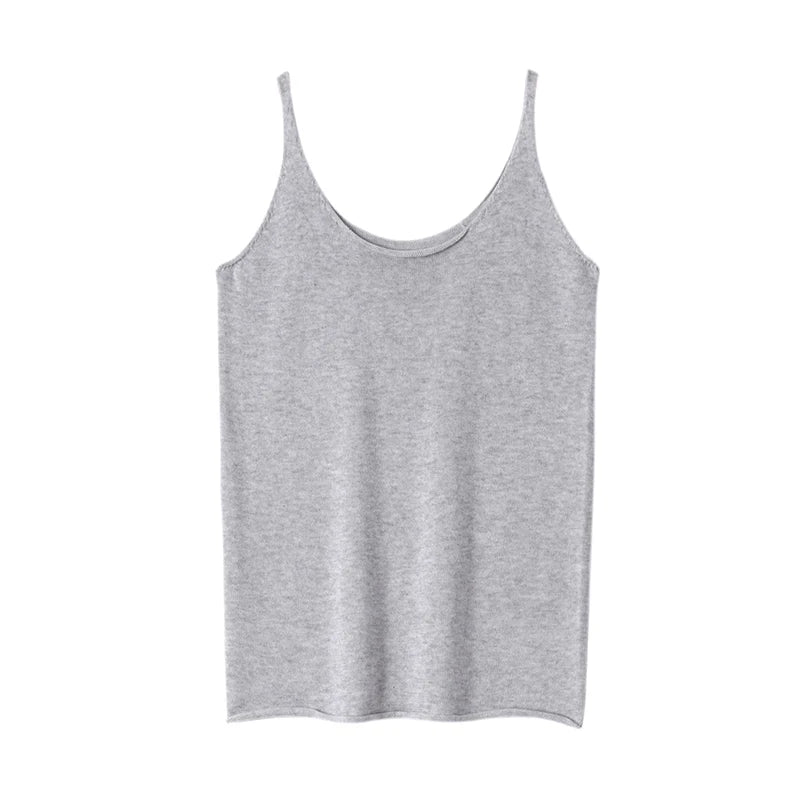 Camis feminino primavera verão algodão sem mangas de malha camisas de fundo com decote em v camis sólido alto estiramento coranos moda camis