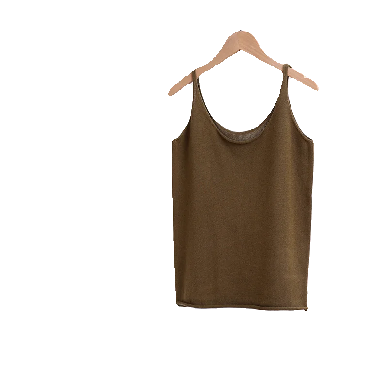 Camis feminino primavera verão algodão sem mangas de malha camisas de fundo com decote em v camis sólido alto estiramento coranos moda camis