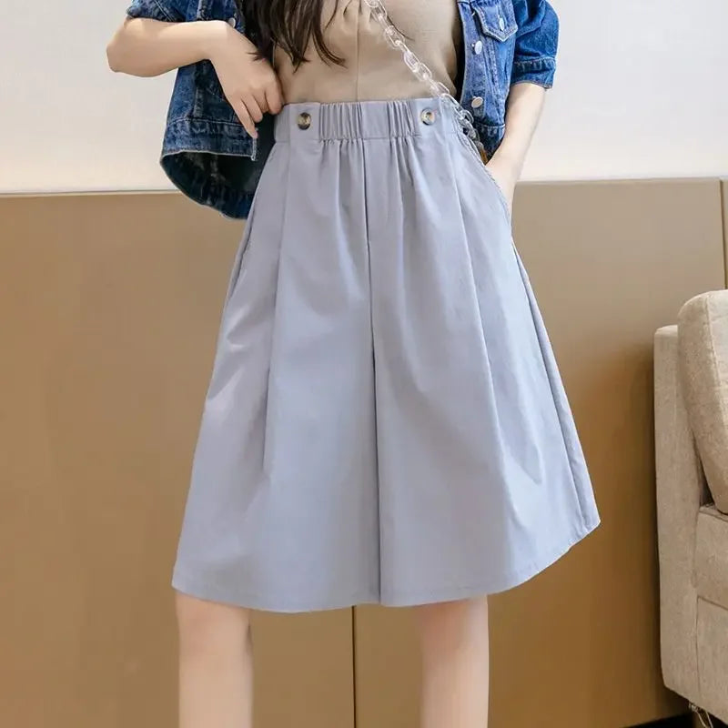 Bermuda meia saia calças curtas mulher na altura do joelho shorts para mulheres meados culotte elegante quente elasticidade roupas de moda 2025 barato