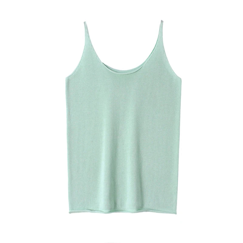 Camis feminino primavera verão algodão sem mangas de malha camisas de fundo com decote em v camis sólido alto estiramento coranos moda camis