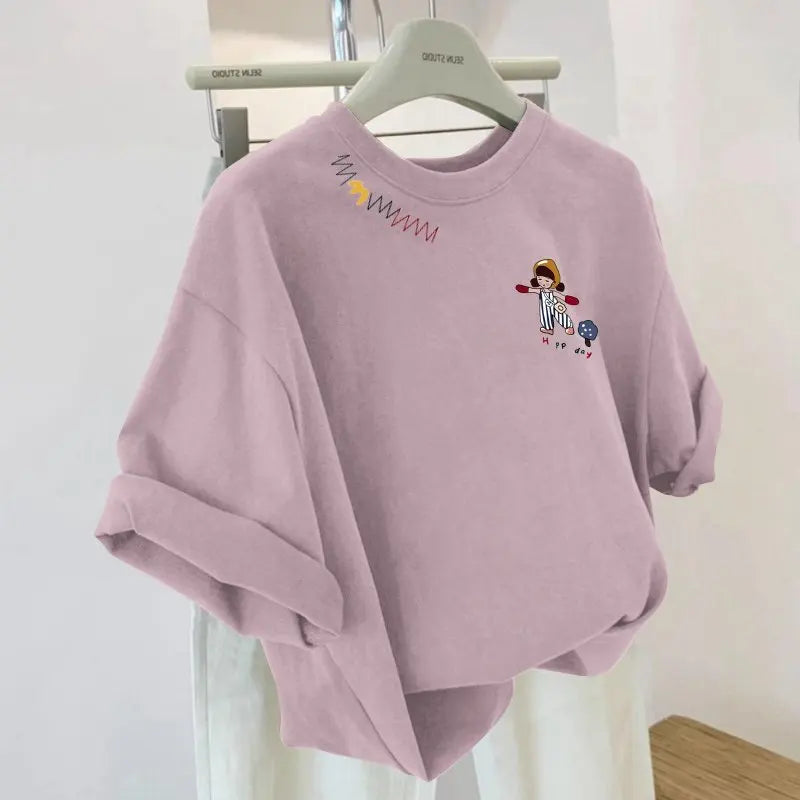 Camiseta Casual Versátil de Manga Curta Unissex com Design Estampado, Nova Chegada Primavera Verão, Confortável e Respirável ...