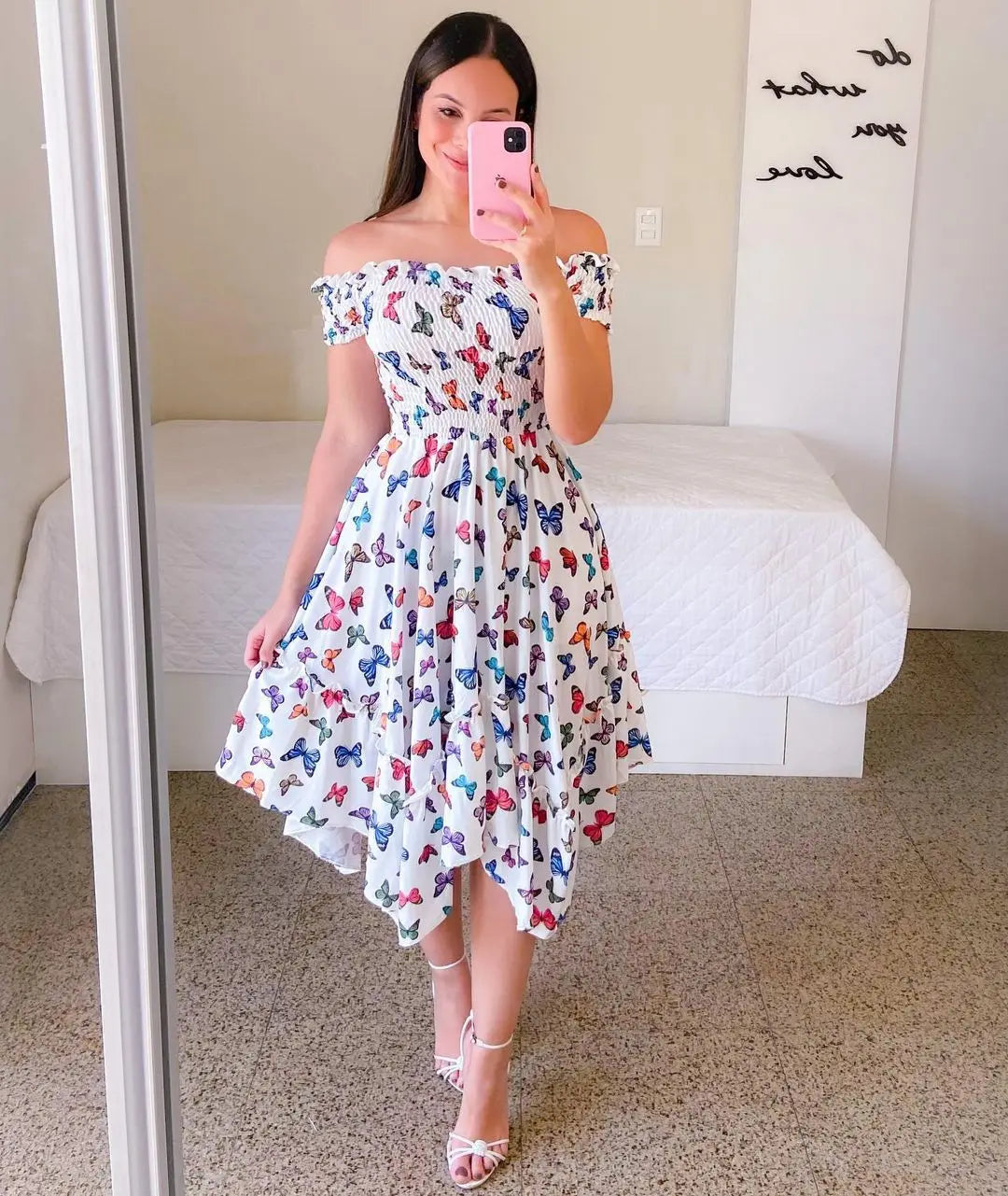 Vestido Bohemio Informal Holgado De Verano Para Mujer, Manga Corta, Cuello En V, Cintura Alta Elástica, 2025