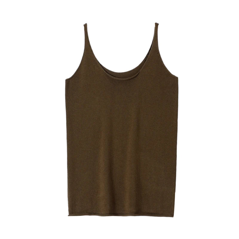 Camis feminino primavera verão algodão sem mangas de malha camisas de fundo com decote em v camis sólido alto estiramento coranos moda camis