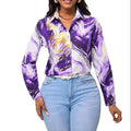 Blusa Feminina Manga Longa | Estampa Mármore Roxo e Dourado